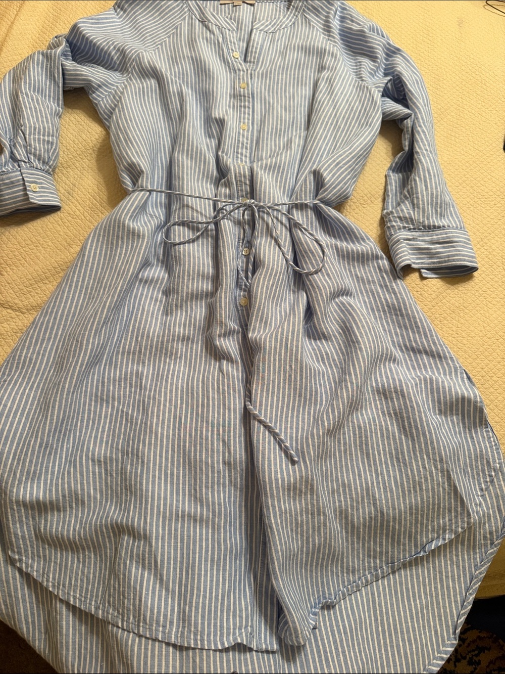 LOFT Blue & White Striped High-Low Shirt Dress